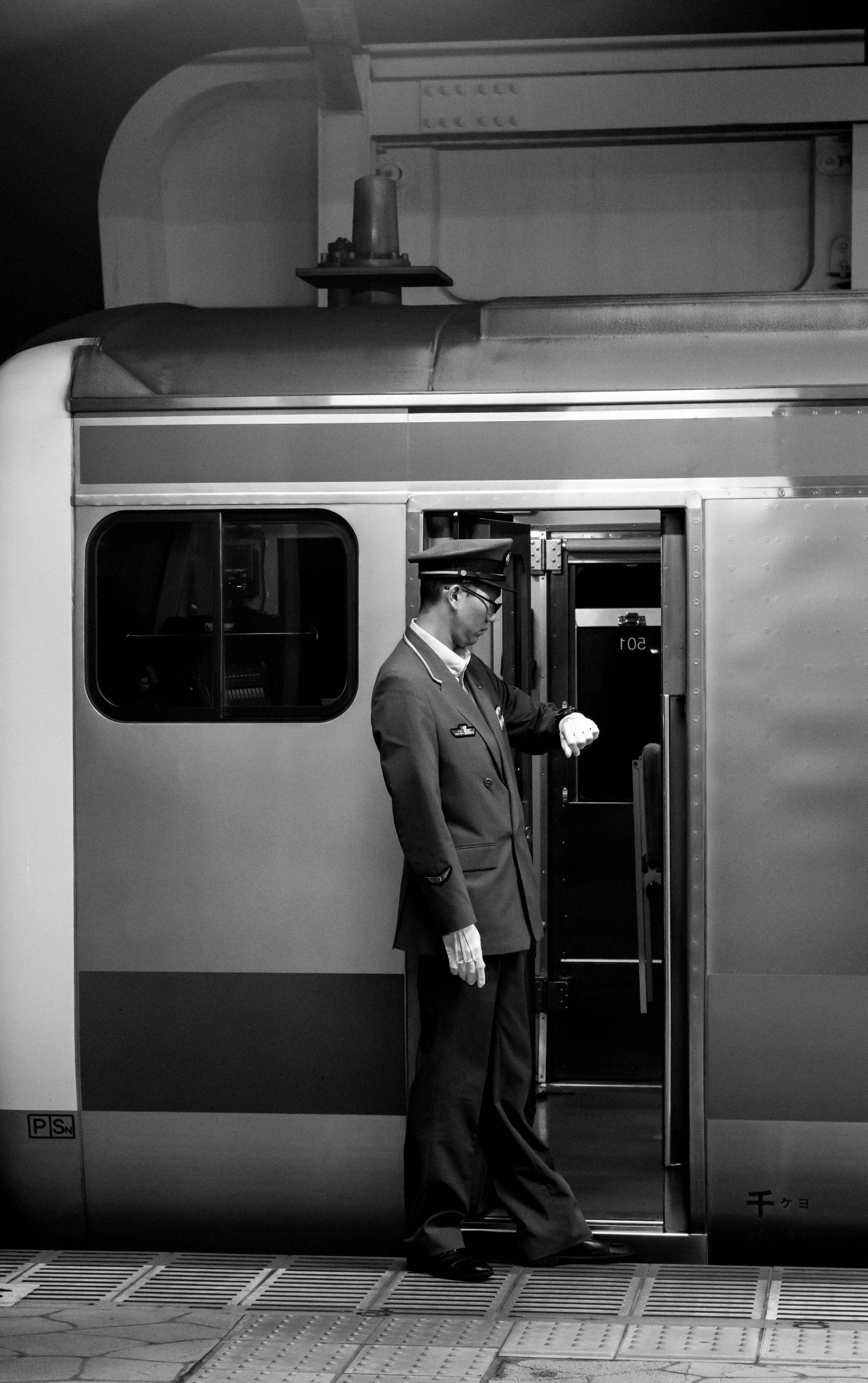 Male train driver at railway station